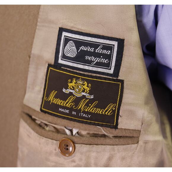 Marcello Milanelli Camel Brown Zegna Wool 2Btn Double Breasted Overcoat Coat 38S - Picture 8 of 10